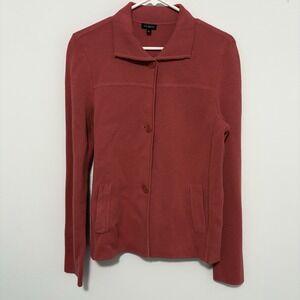 Talbots Womens Cardigan Sweater Size M Coral Long Sleeve Button Up Casual Office